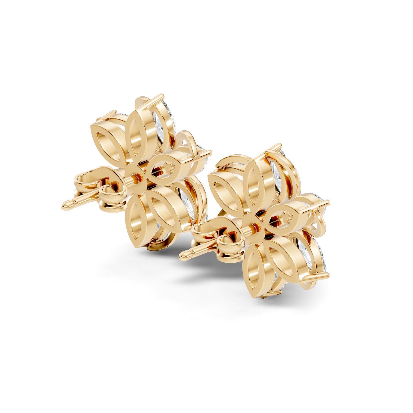 3.24 Ct Marquise & Round Shapes 10k Solid Rose Gold Lab Grown Diamond Classic New Earrings For Her - HIGHCARAT DIAMONDS