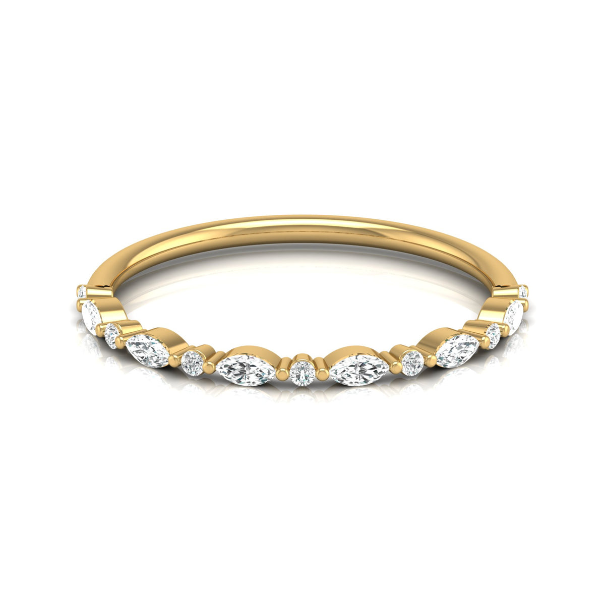 Marquise And Round Cut Lab Or Natural Diamond Ring For Anniversary Gift In 14 KT Solid Gold - HIGHCARAT DIAMONDS