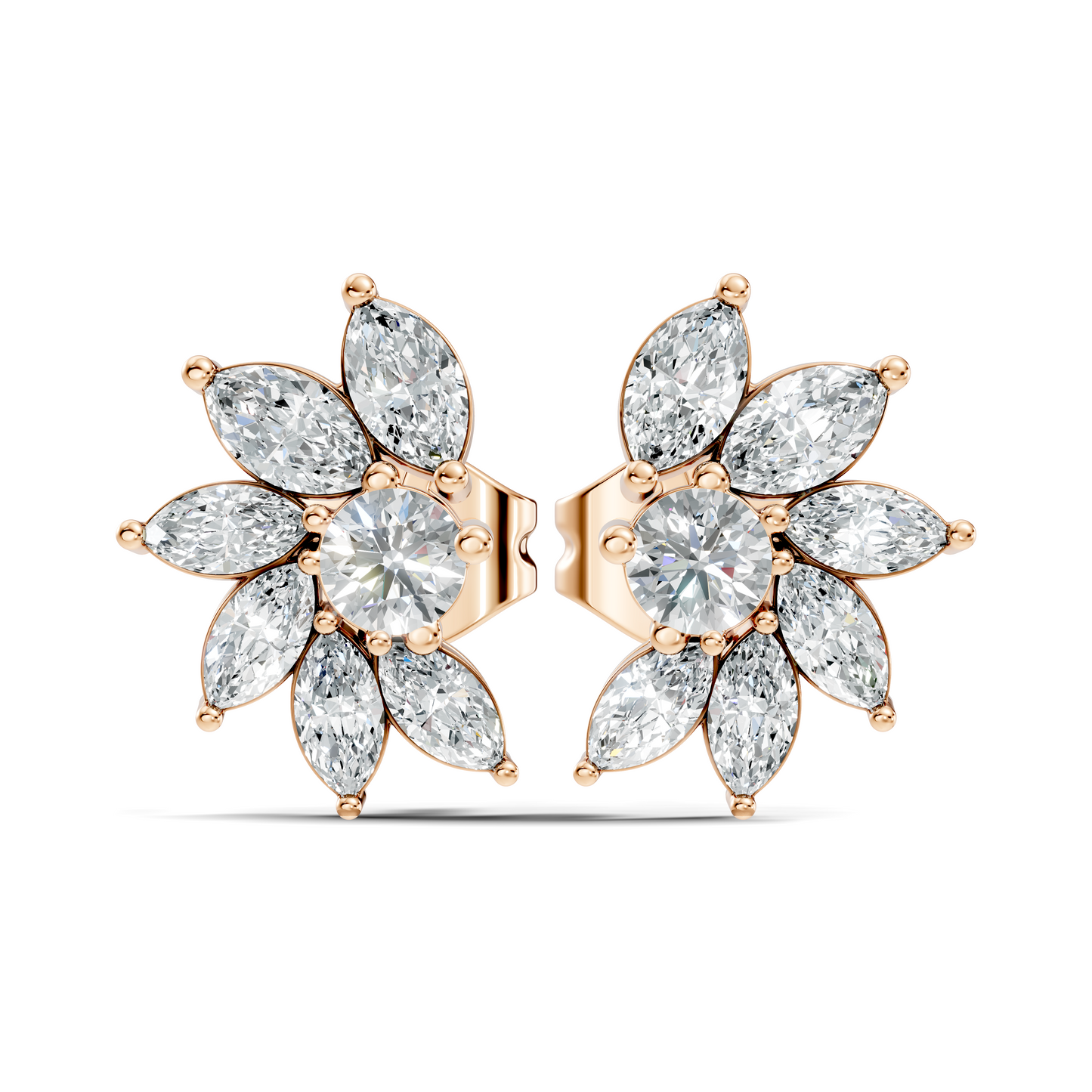 Marquise & Round Shape natural & Lab Grown Diamond Esthetical Diamond Earrings For Birthday Gift - HIGHCARAT DIAMONDS