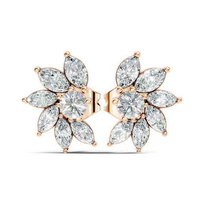 Marquise & Round Shape natural & Lab Grown Diamond Esthetical Diamond Earrings For Birthday Gift - HIGHCARAT DIAMONDS