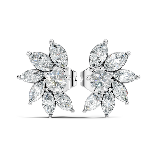 Marquise & Round Shape natural & Lab Grown Diamond Esthetical Diamond Earrings For Birthday Gift - HIGHCARAT DIAMONDS