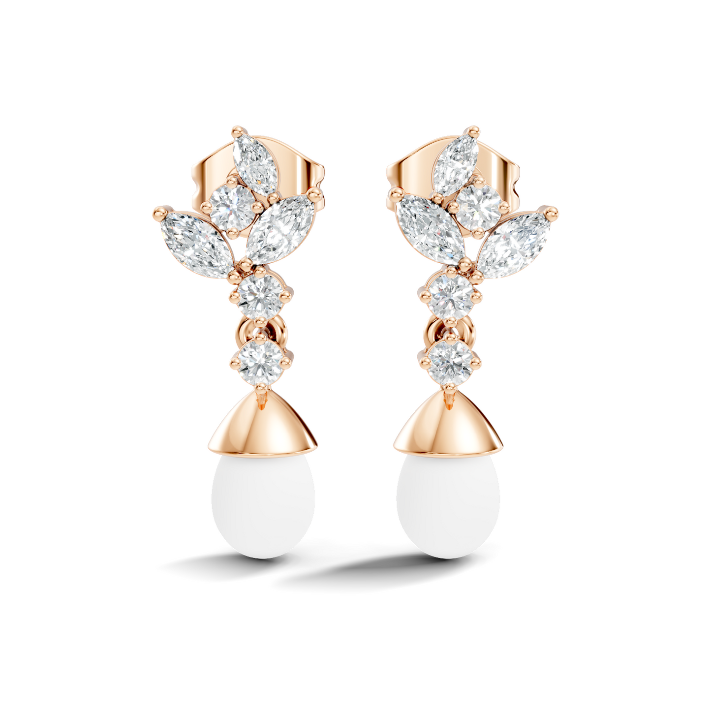 Marquise And Round Shape Natural & Lab grown Diamond dazzling Shinny Diamond Earrings For New Party Wear Look - HIGHCARAT DIAMONDS