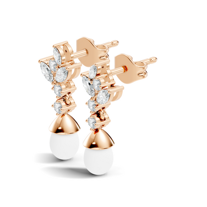 Marquise And Round Shape Natural & Lab grown Diamond dazzling Shinny Diamond Earrings For New Party Wear Look - HIGHCARAT DIAMONDS