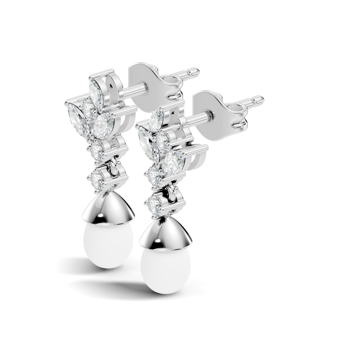 Marquise And Round Shape Natural & Lab grown Diamond dazzling Shinny Diamond Earrings For New Party Wear Look - HIGHCARAT DIAMONDS