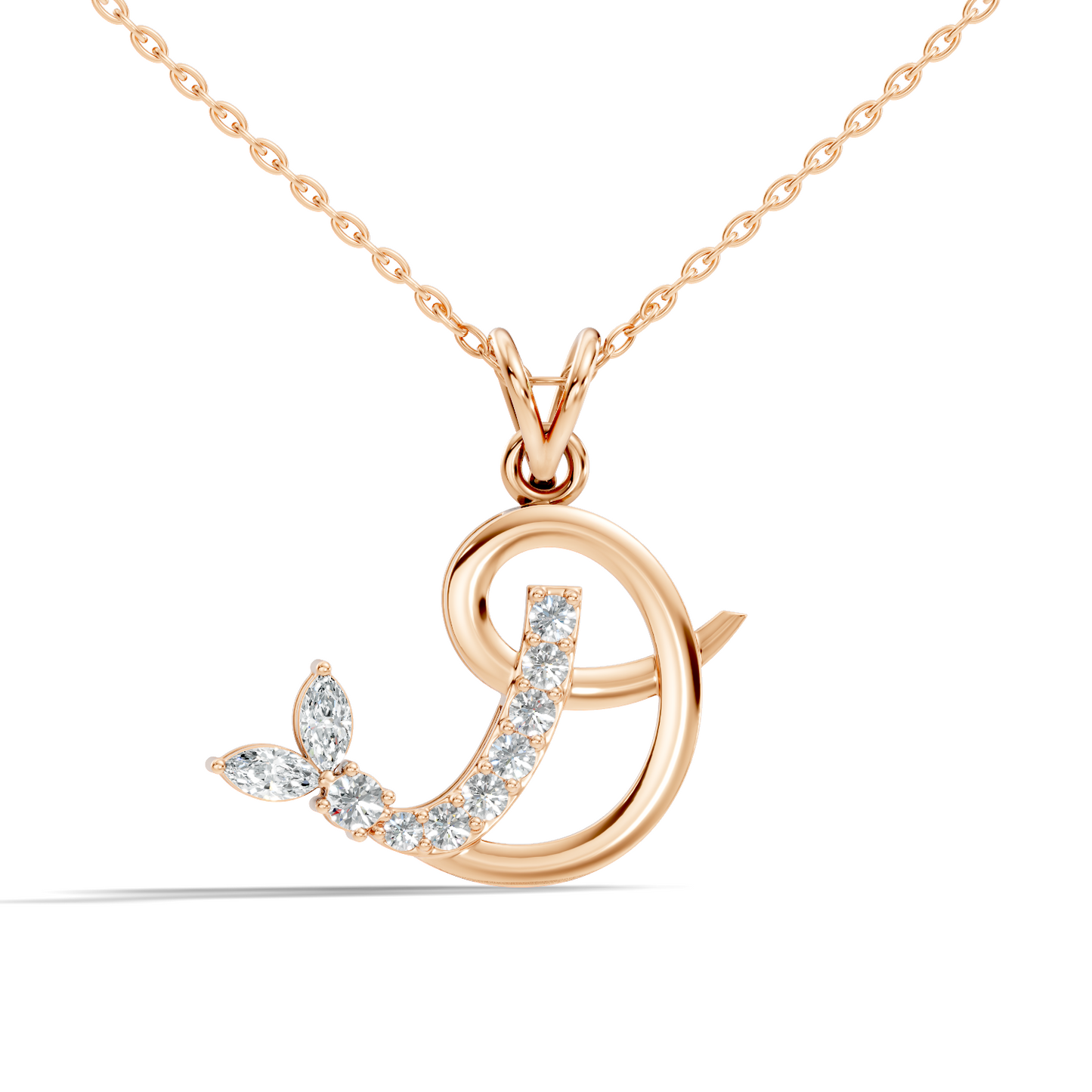 Leaf Swirl Lab-Grown Diamond Pendant 14K Gold Elegant Nature-Inspired Jewelry - HIGHCARAT DIAMONDS