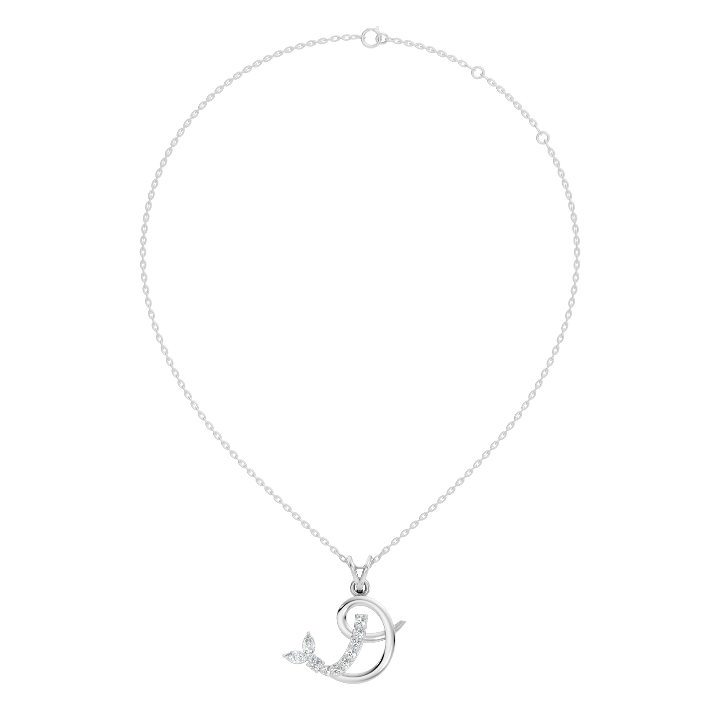 Leaf Swirl Lab-Grown Diamond Pendant 14K Gold Elegant Nature-Inspired Jewelry - HIGHCARAT DIAMONDS