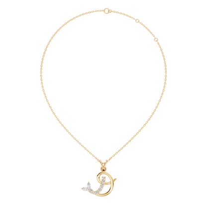 Leaf Swirl Lab-Grown Diamond Pendant 14K Gold Elegant Nature-Inspired Jewelry - HIGHCARAT DIAMONDS
