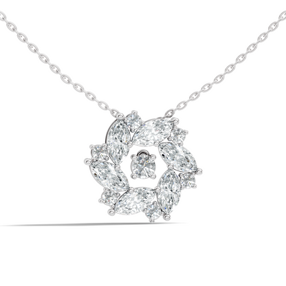 Pear Cut Sparkling Floral Halo Pendant Sustainable Diamond Necklace For Women - HIGHCARAT DIAMONDS