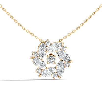 Pear Cut Sparkling Floral Halo Pendant Sustainable Diamond Necklace For Women - HIGHCARAT DIAMONDS