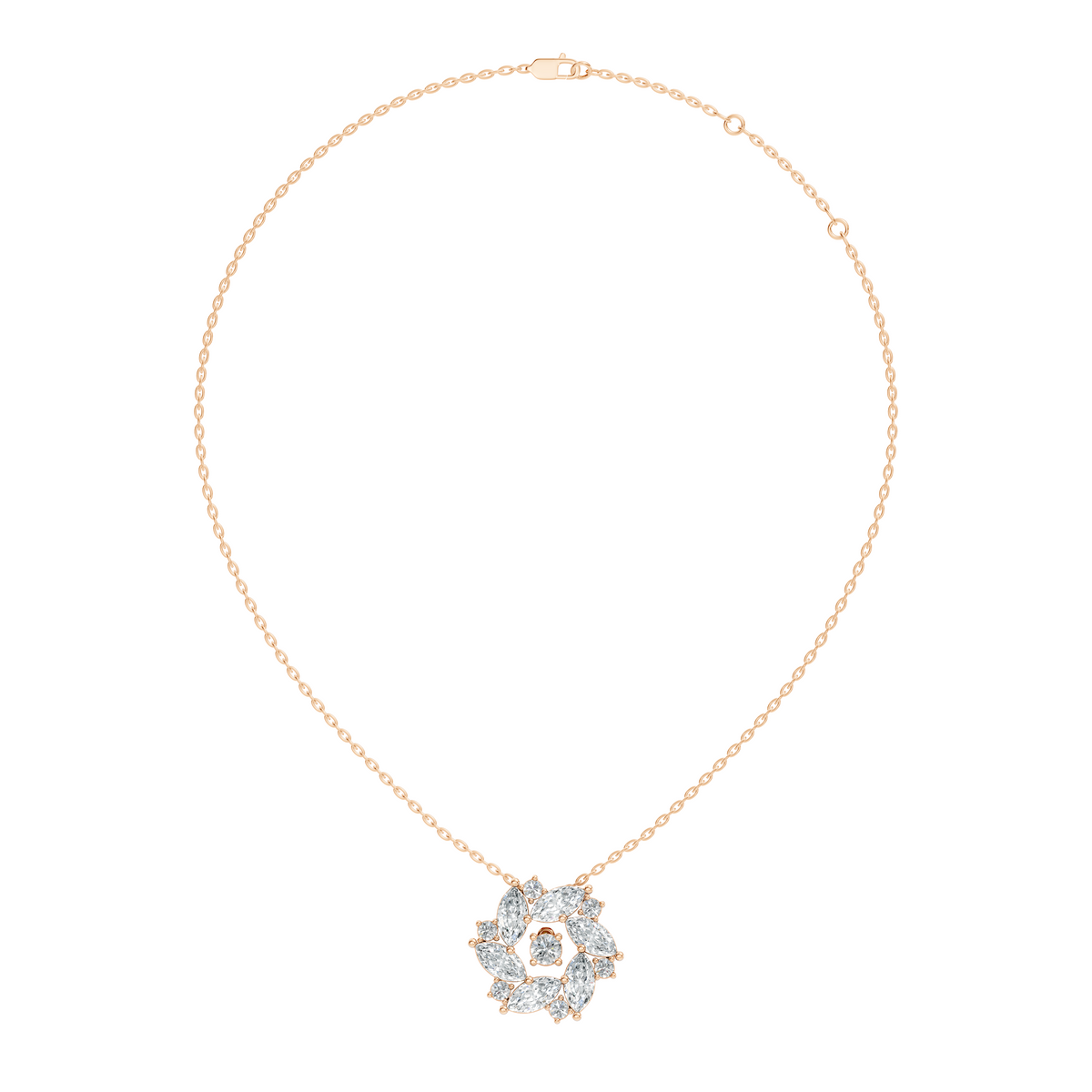 Pear Cut Sparkling Floral Halo Pendant Sustainable Diamond Necklace For Women - HIGHCARAT DIAMONDS