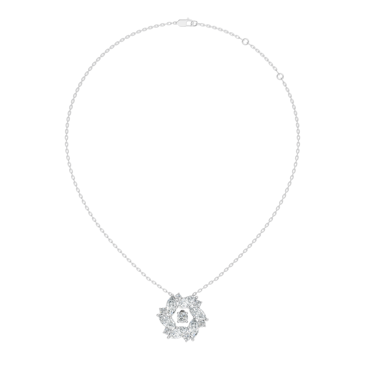 Pear Cut Sparkling Floral Halo Pendant Sustainable Diamond Necklace For Women - HIGHCARAT DIAMONDS