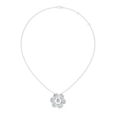 Pear Cut Sparkling Floral Halo Pendant Sustainable Diamond Necklace For Women - HIGHCARAT DIAMONDS