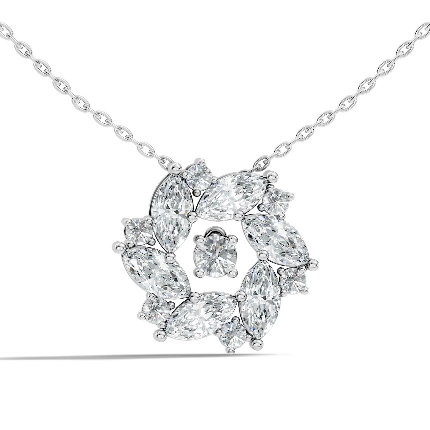 Pear Cut Sparkling Floral Halo Pendant Sustainable Diamond Necklace For Women - HIGHCARAT DIAMONDS