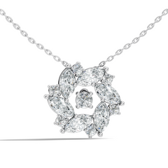 Pear Cut Sparkling Floral Halo Pendant Sustainable Diamond Necklace For Women - HIGHCARAT DIAMONDS