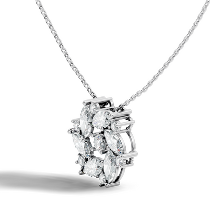 Pear Cut Sparkling Floral Halo Pendant Sustainable Diamond Necklace For Women - HIGHCARAT DIAMONDS