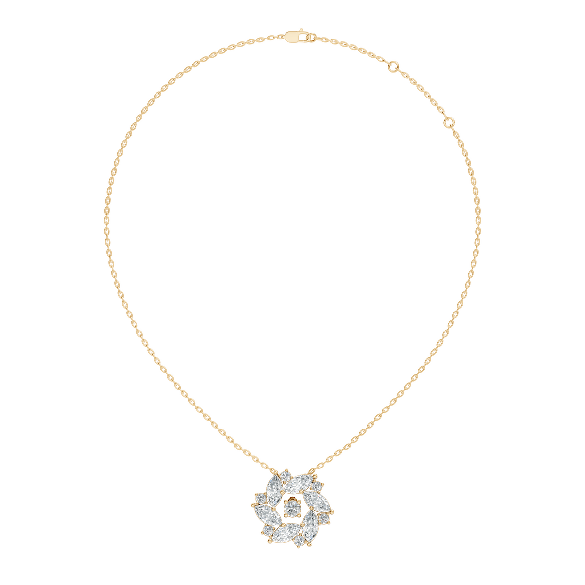 Pear Cut Sparkling Floral Halo Pendant Sustainable Diamond Necklace For Women - HIGHCARAT DIAMONDS
