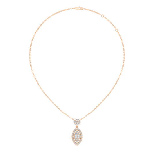 14K Solid Gold Pendant With 0.98 CT Lab-Grown baguette Or Round Diamond Minimalist Jewelry - HIGHCARAT DIAMONDS