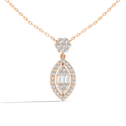 14K Solid Gold Pendant With 0.98 CT Lab-Grown baguette Or Round Diamond Minimalist Jewelry - HIGHCARAT DIAMONDS