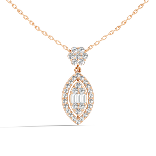14K Solid Gold Pendant With 0.98 CT Lab-Grown baguette Or Round Diamond Minimalist Jewelry - HIGHCARAT DIAMONDS