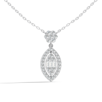 14K Solid Gold Pendant With 0.98 CT Lab-Grown baguette Or Round Diamond Minimalist Jewelry - HIGHCARAT DIAMONDS