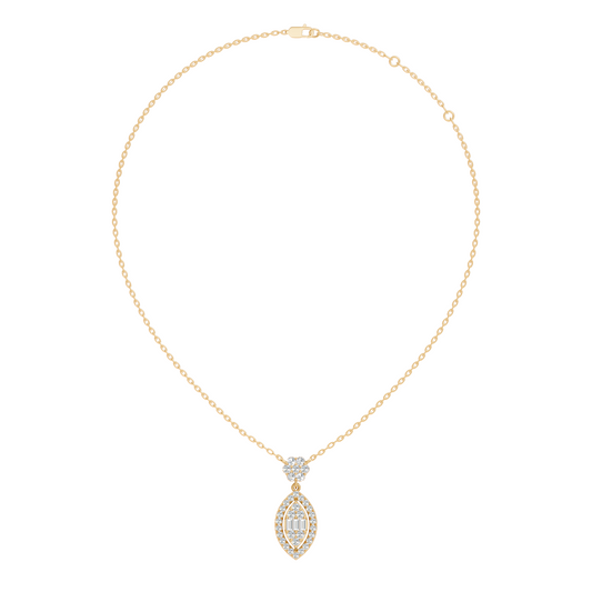 14K Solid Gold Pendant With 0.98 CT Lab-Grown baguette Or Round Diamond Minimalist Jewelry - HIGHCARAT DIAMONDS