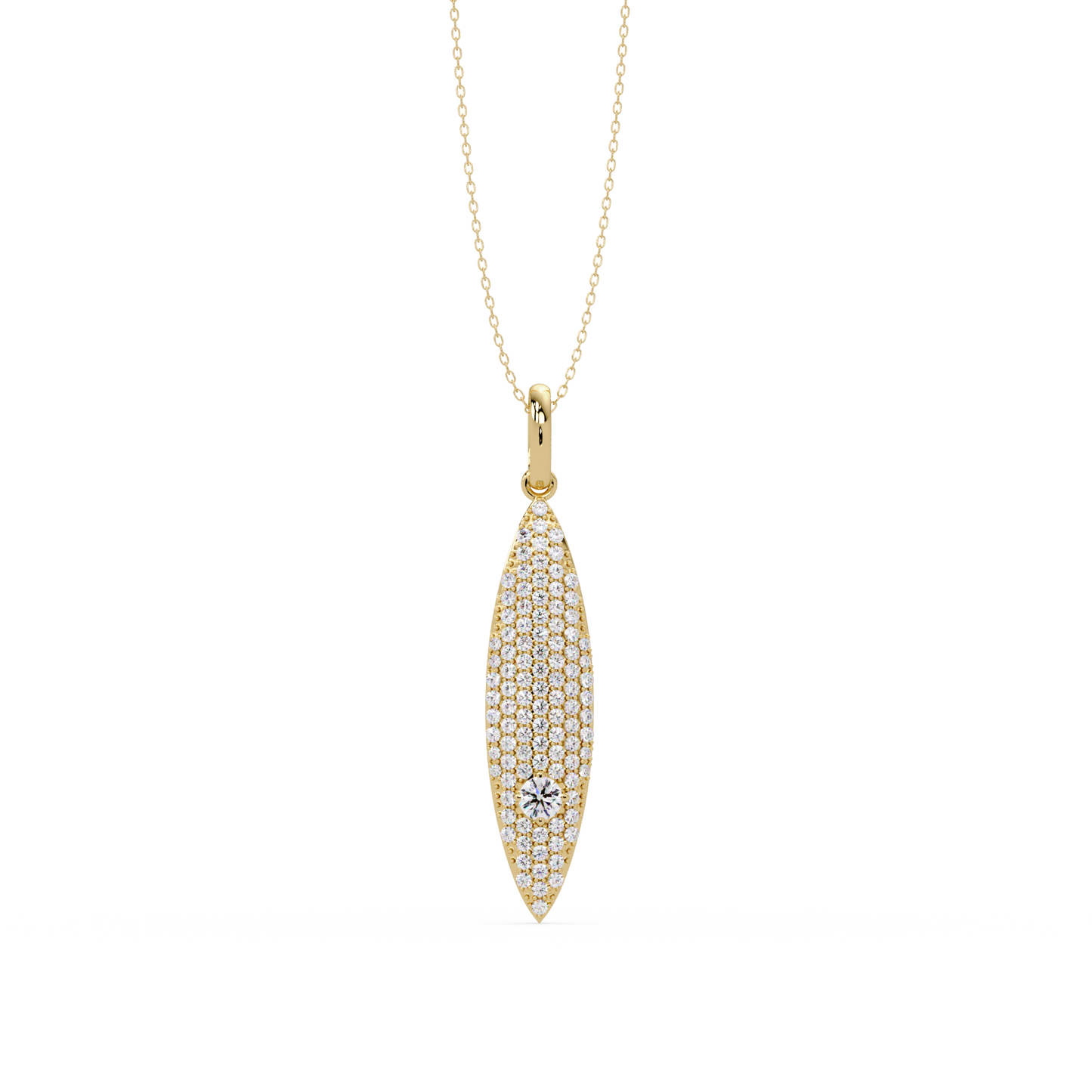 Marquise Shape Pave Lab Grown Diamond Drop Pendant - HIGHCARAT DIAMONDS