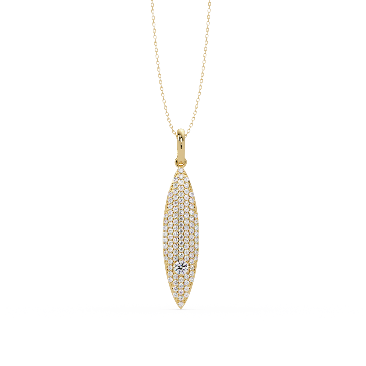 Marquise Shape Pave Lab Grown Diamond Drop Pendant - HIGHCARAT DIAMONDS