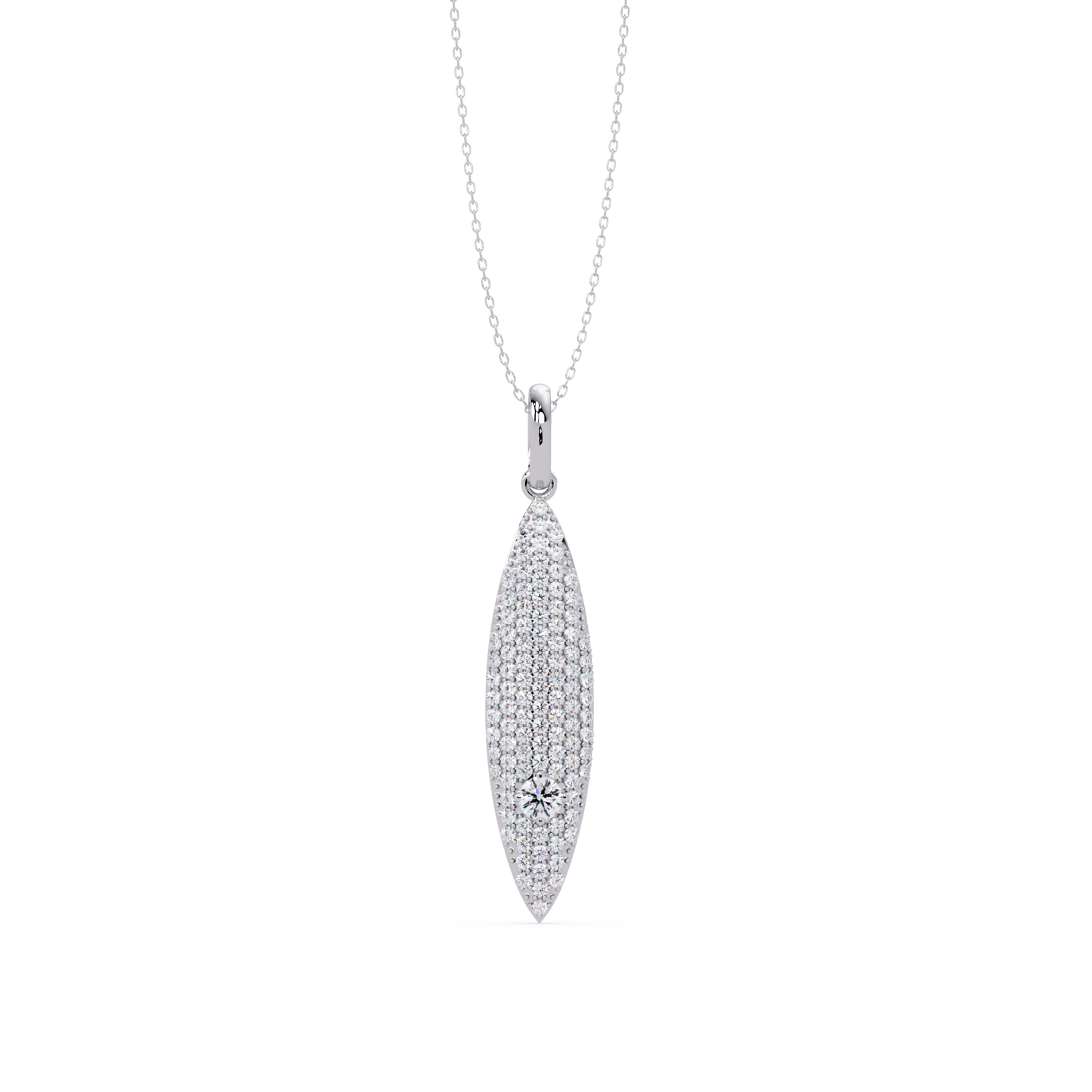 Marquise Shape Pave Lab Grown Diamond Drop Pendant - HIGHCARAT DIAMONDS