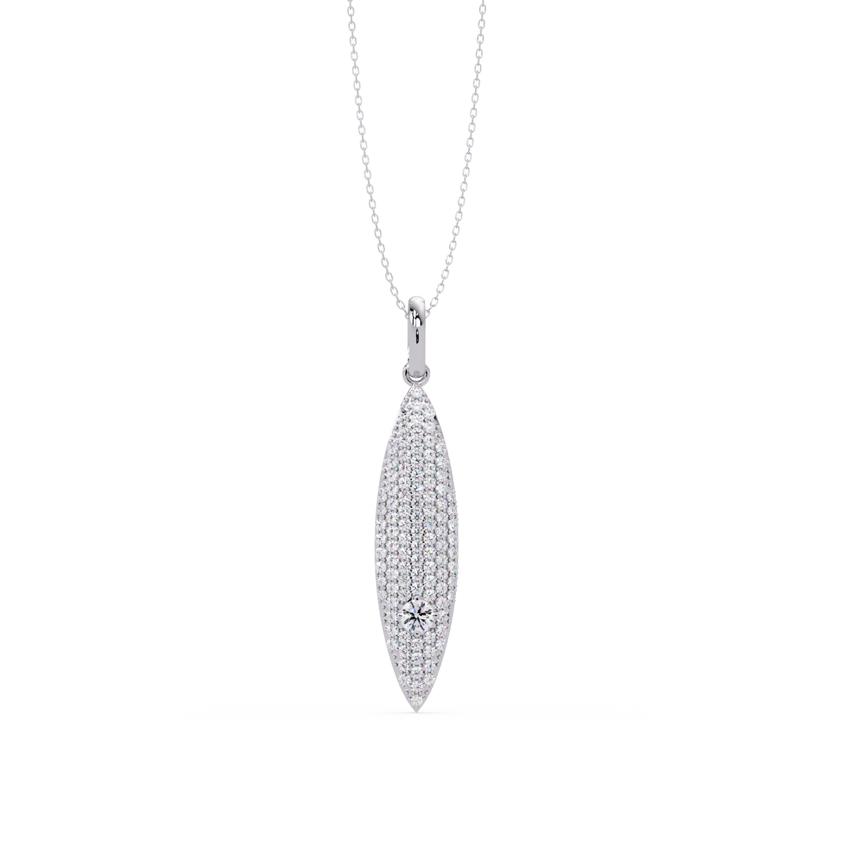 Marquise Shape Pave Lab Grown Diamond Drop Pendant - HIGHCARAT DIAMONDS