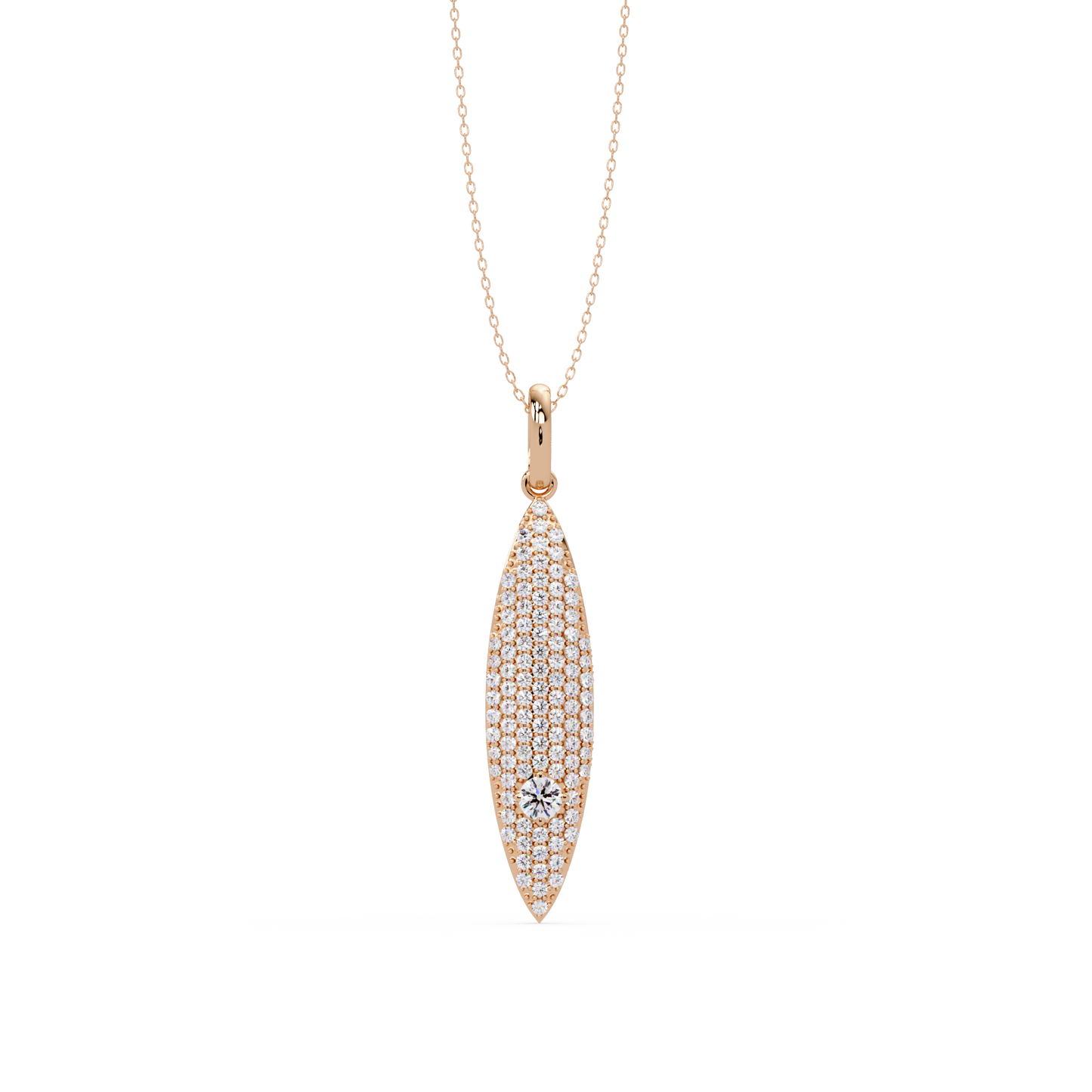 Marquise Shape Pave Lab Grown Diamond Drop Pendant - HIGHCARAT DIAMONDS