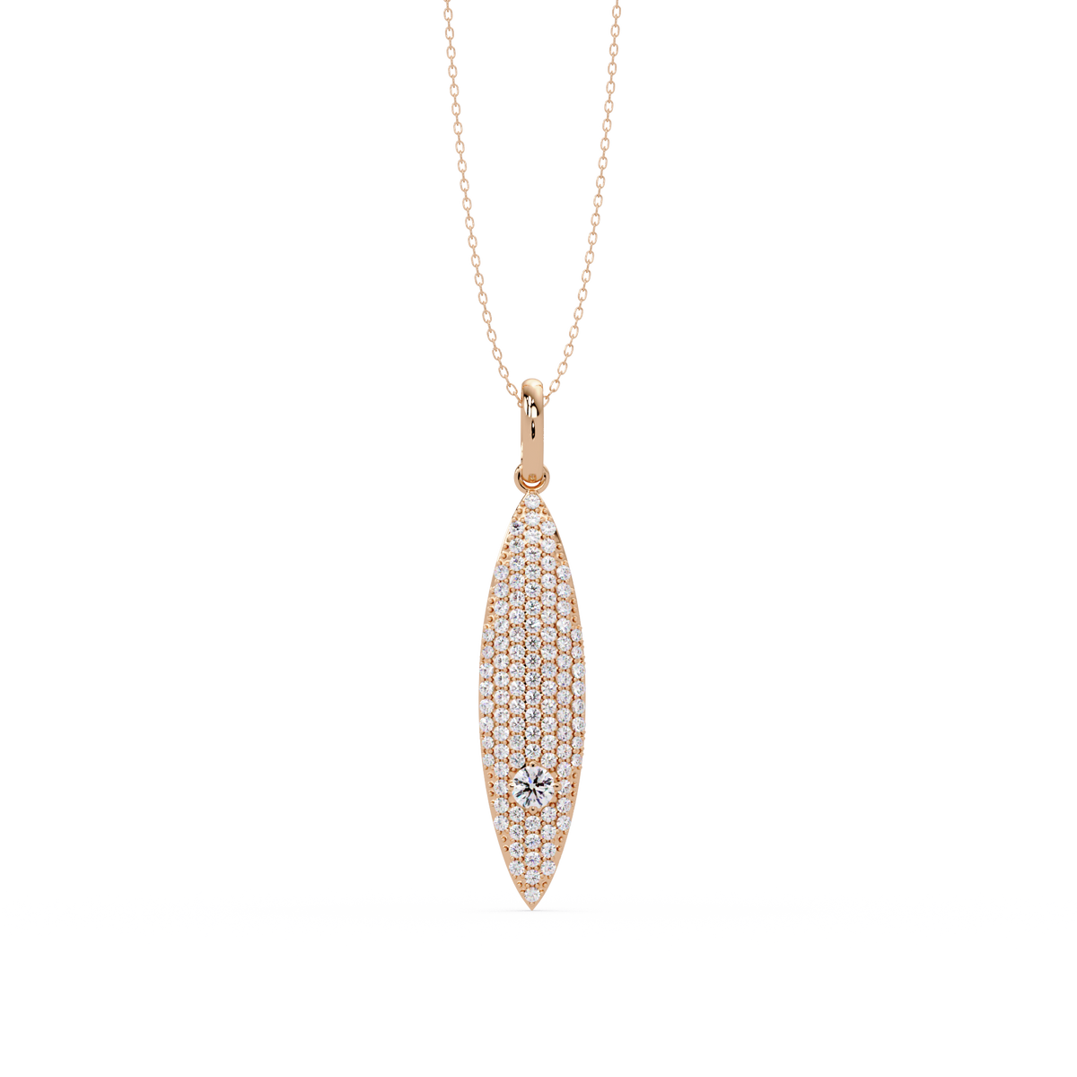 Marquise Shape Pave Lab Grown Diamond Drop Pendant - HIGHCARAT DIAMONDS