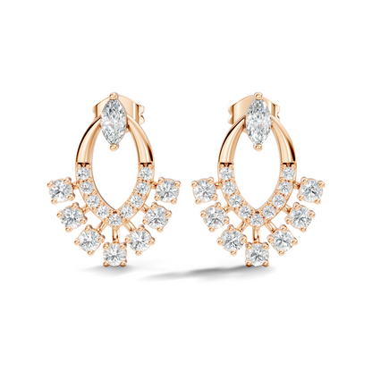 10k Solid Marquise & Round Cut Lab Grown Diamond Shine Dazzling Diamond Earrings For Women - HIGHCARAT DIAMONDS