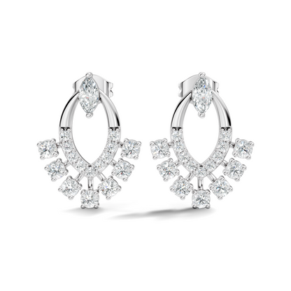 10k Solid Marquise & Round Cut Lab Grown Diamond Shine Dazzling Diamond Earrings For Women - HIGHCARAT DIAMONDS