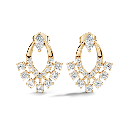 10k Solid Marquise & Round Cut Lab Grown Diamond Shine Dazzling Diamond Earrings For Women - HIGHCARAT DIAMONDS