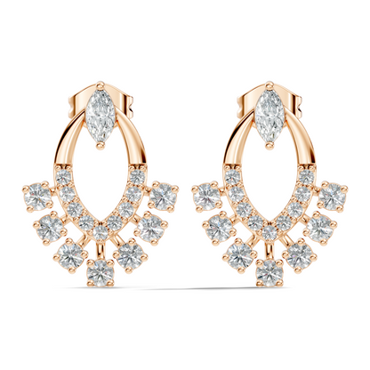 10k Solid Marquise & Round Cut Lab Grown Diamond Shine Dazzling Diamond Earrings For Women - HIGHCARAT DIAMONDS