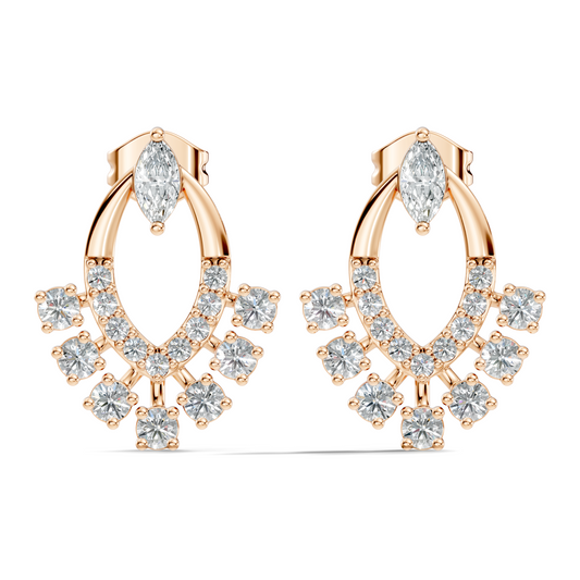 10k Solid Marquise & Round Cut Lab Grown Diamond Shine Dazzling Diamond Earrings For Women - HIGHCARAT DIAMONDS