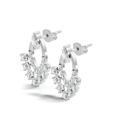 10k Solid Marquise & Round Cut Lab Grown Diamond Shine Dazzling Diamond Earrings For Women - HIGHCARAT DIAMONDS