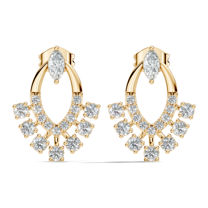 10k Solid Marquise & Round Cut Lab Grown Diamond Shine Dazzling Diamond Earrings For Women - HIGHCARAT DIAMONDS