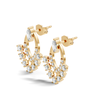 10k Solid Marquise & Round Cut Lab Grown Diamond Shine Dazzling Diamond Earrings For Women - HIGHCARAT DIAMONDS