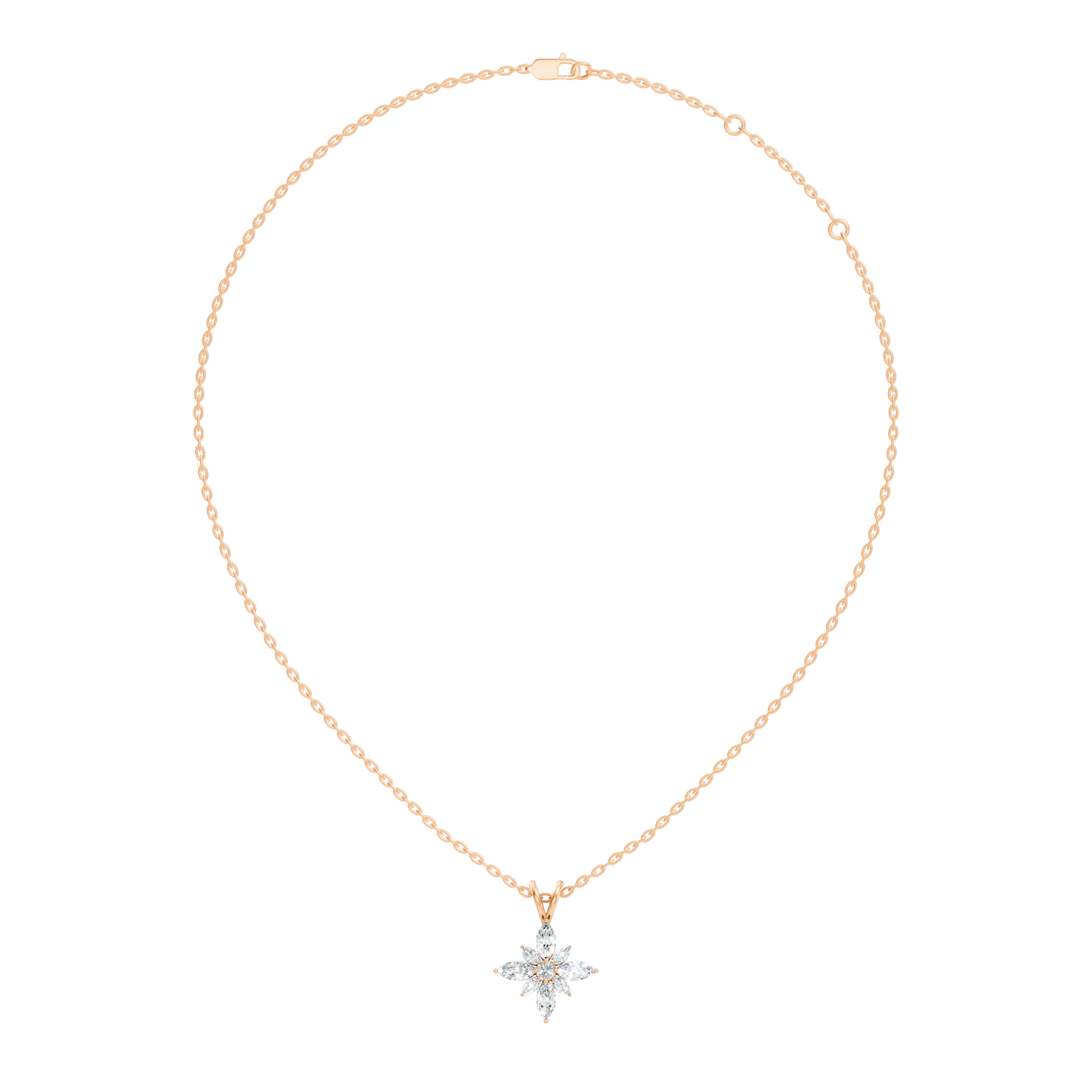 Timeless 14K Gold Marquise Cut Diamond Necklace Vintage Inspired Anniversary Gift For Her - HIGHCARAT DIAMONDS