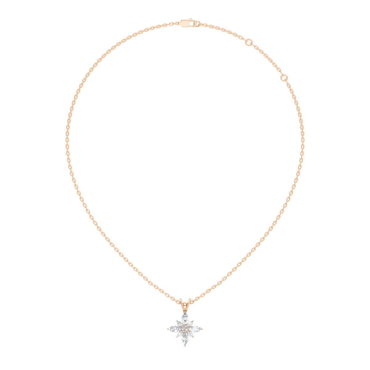 Timeless 14K Gold Marquise Cut Diamond Necklace Vintage Inspired Anniversary Gift For Her - HIGHCARAT DIAMONDS