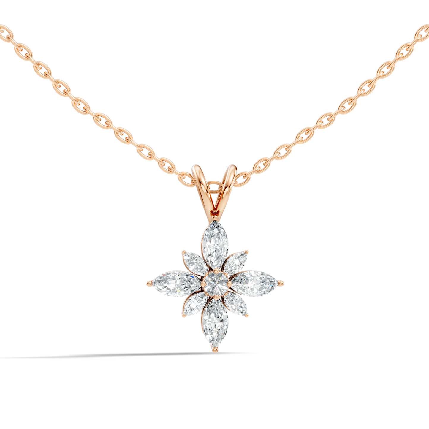 Timeless 14K Gold Marquise Cut Diamond Necklace Vintage Inspired Anniversary Gift For Her - HIGHCARAT DIAMONDS