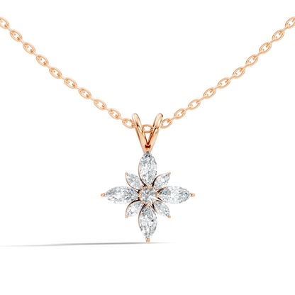 Timeless 14K Gold Marquise Cut Diamond Necklace Vintage Inspired Anniversary Gift For Her - HIGHCARAT DIAMONDS