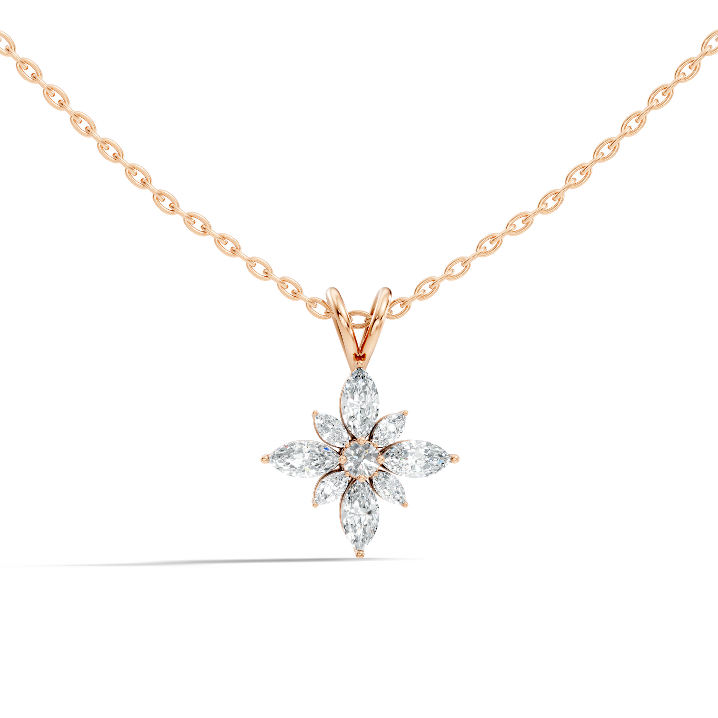 Timeless 14K Gold Marquise Cut Diamond Necklace Vintage Inspired Anniversary Gift For Her - HIGHCARAT DIAMONDS