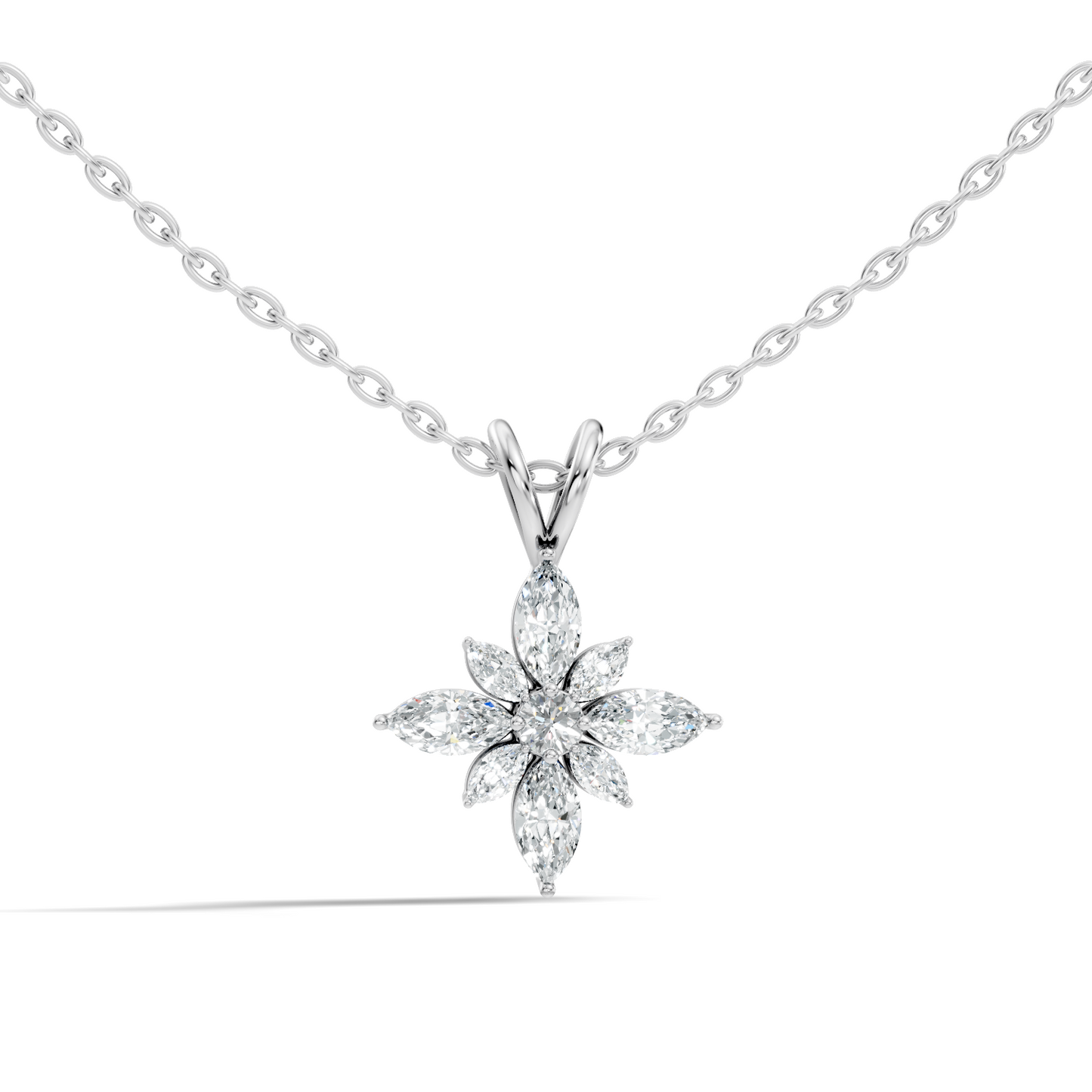Timeless 14K Gold Marquise Cut Diamond Necklace Vintage Inspired Anniversary Gift For Her - HIGHCARAT DIAMONDS