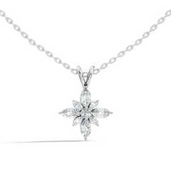 Timeless 14K Gold Marquise Cut Diamond Necklace Vintage Inspired Anniversary Gift For Her - HIGHCARAT DIAMONDS