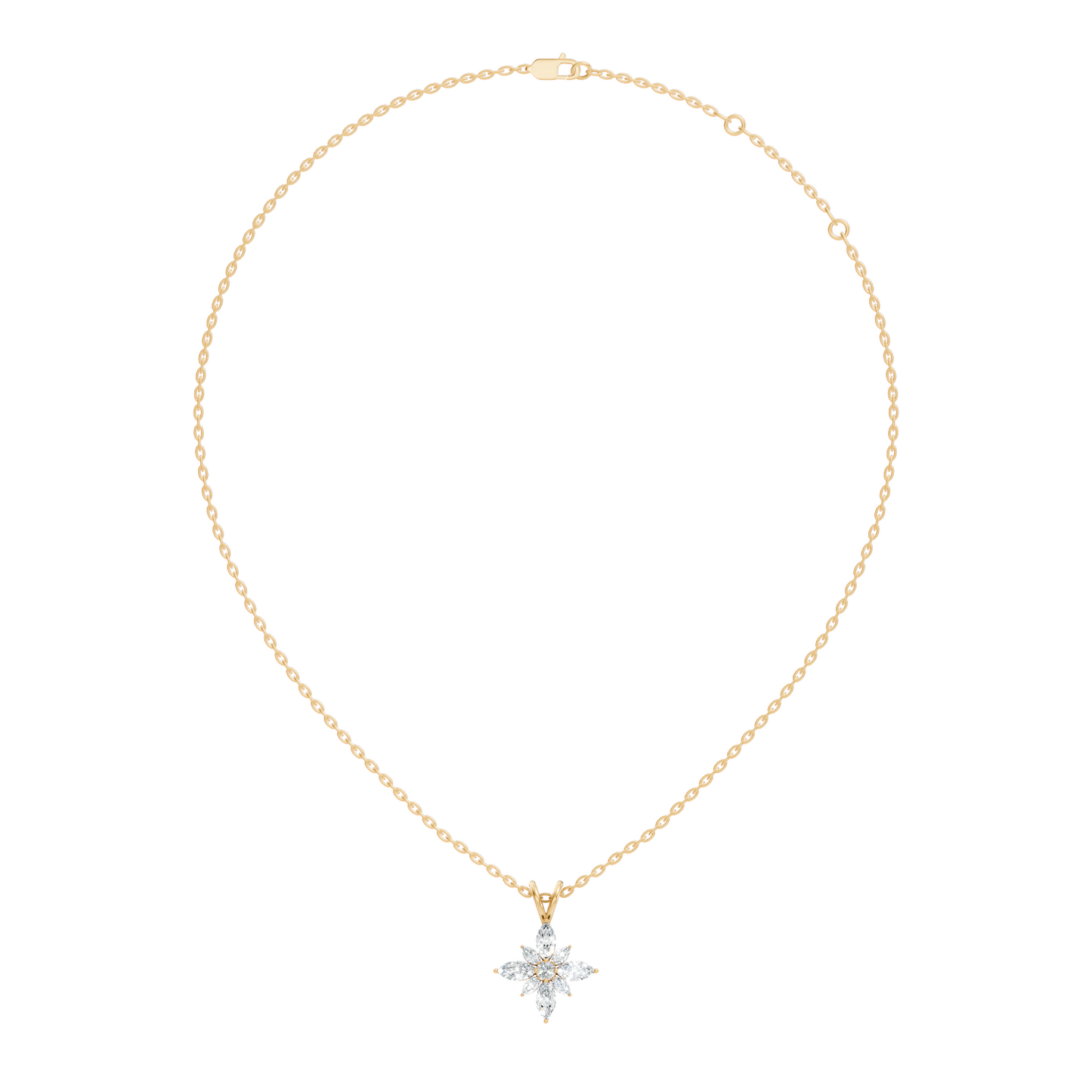 Timeless 14K Gold Marquise Cut Diamond Necklace Vintage Inspired Anniversary Gift For Her - HIGHCARAT DIAMONDS