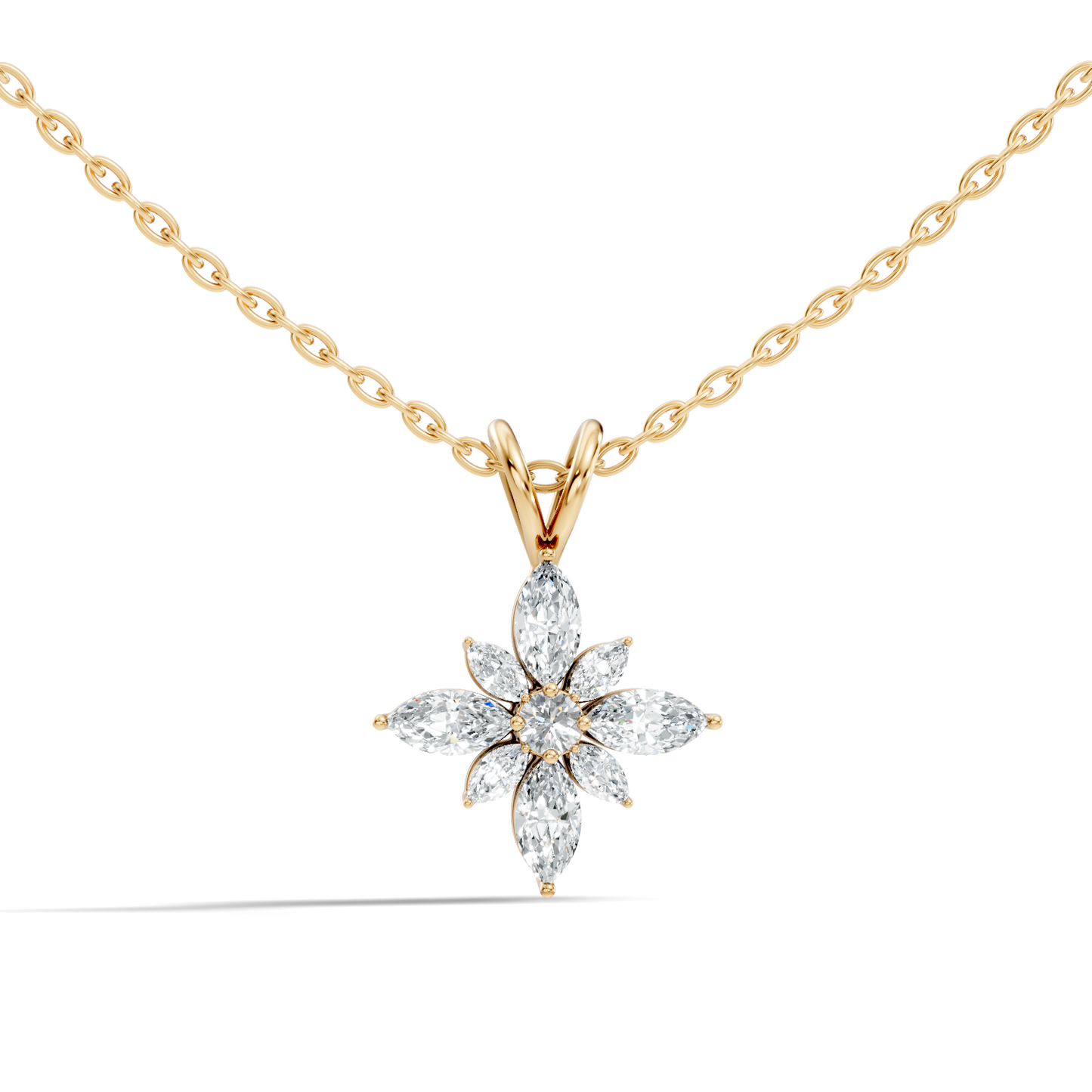 Timeless 14K Gold Marquise Cut Diamond Necklace Vintage Inspired Anniversary Gift For Her - HIGHCARAT DIAMONDS