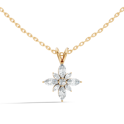 Timeless 14K Gold Marquise Cut Diamond Necklace Vintage Inspired Anniversary Gift For Her - HIGHCARAT DIAMONDS