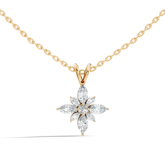 Timeless 14K Gold Marquise Cut Diamond Necklace Vintage Inspired Anniversary Gift For Her - HIGHCARAT DIAMONDS